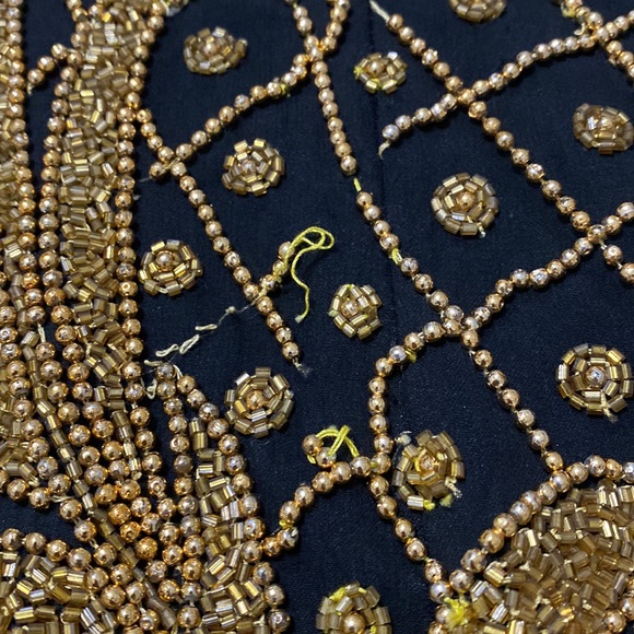 Vintage 70s 80s Beaded Sequin Gold Disco Maxi Cocktail Dress Pageant Gown - Picture 12 of 16